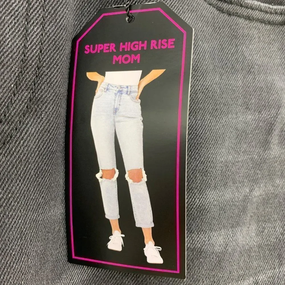 Womens NOBO No Boundries Black Super High Rise Jeans Sz 7 2068 Distress NWT - Picture 2 of 8